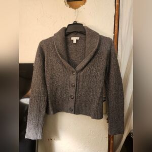 Charter Club Gray Cable Knit Shawl Collar Cardigan